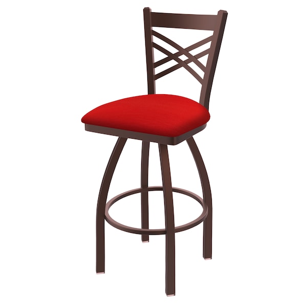 25" Swivel Counter Stool, Bronze Finish, Canter Red Seat